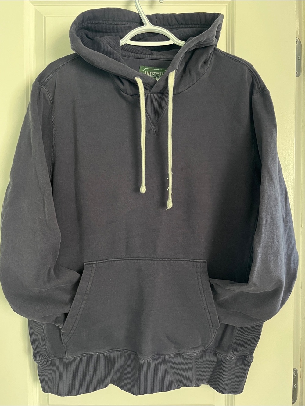 American Eagle Outfitters Black Hoodie with Cream Drawstrings